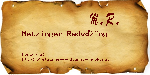 Metzinger Radvány névjegykártya